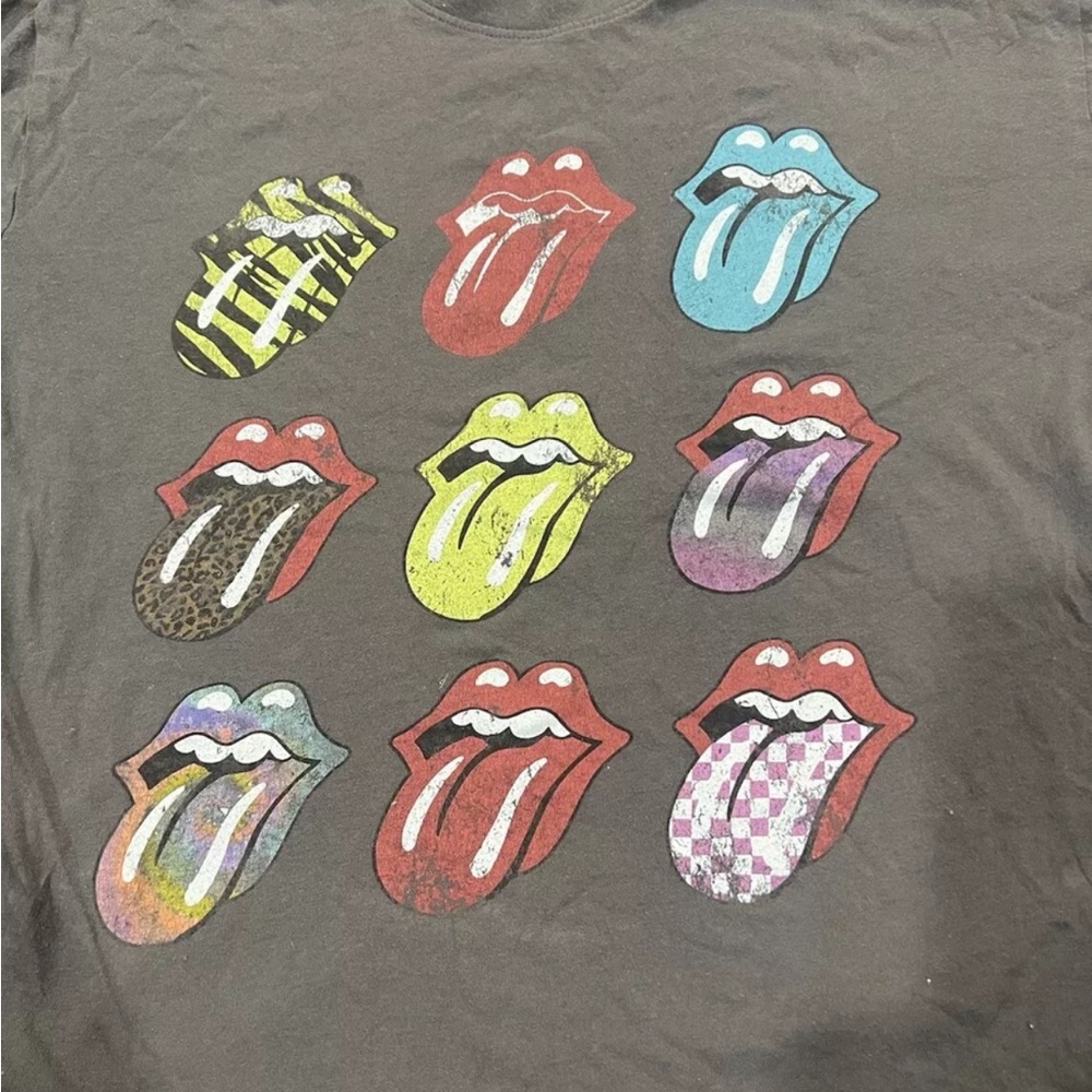 The Rolling Stones Adult Medium T Shirt Gray 100% Cotton Classic Rock Distressed